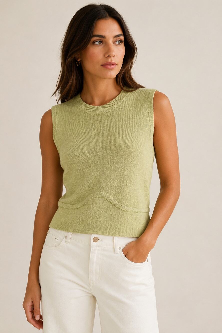 Abercrombie & Fitch Green Knit Corset Seam Sleeveless Sweater Top – Size Small